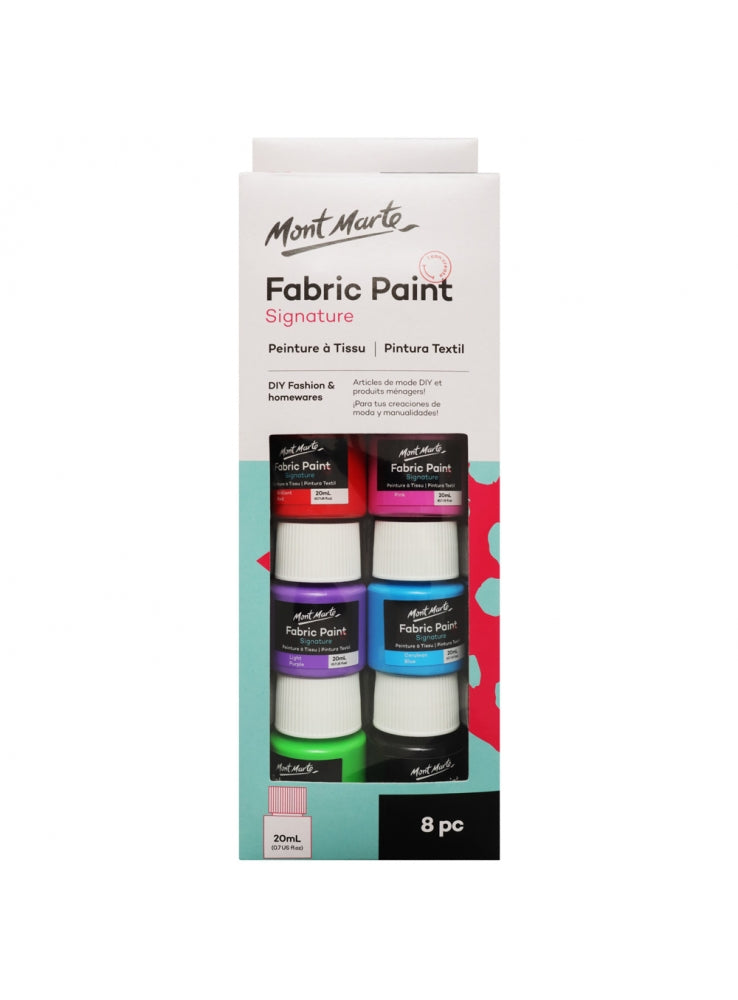 Mont Marte Textile & Fabric Paint Set – 8 Colors (20ml Each) Permanent Paints for Clothing, Bags, and Fabrics"