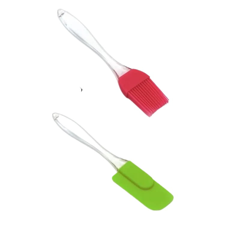 Pack of 2 Silicon Spatula Oil Brushes - Transparent  Acrylic Handle for Cooking & Baking