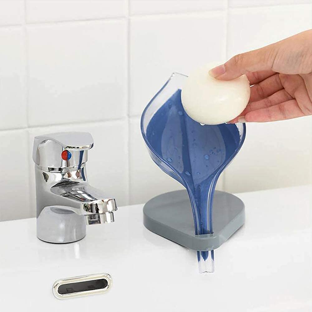 Creative Leaf Shape Plastic Soap Dish with Suction Holder - Stylish Storage Basket for Soap,  Sponges & Small Items