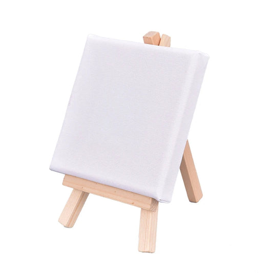 4x4 Canvas with 4" Easel Wooden Tripod Stand for Kids