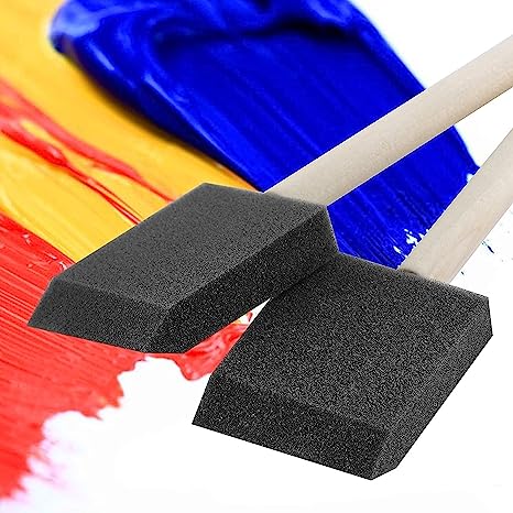 5 Pcs Light Weight Wooden Handle Sponge Foam Paint For Acrylic, Stains, Varnishes, Crafts, Arts