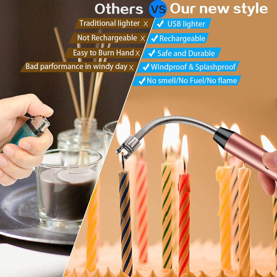 Rechargeable USB Electric lighter 360 Degree Flexible Long Neck , Flame less & Windproof for Kitchen , BBQ and Outdoor Use