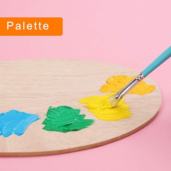 A4 -Artist Oval Wooden Palette Oil Painting Tray - Wood Ellipse Drawing Palette