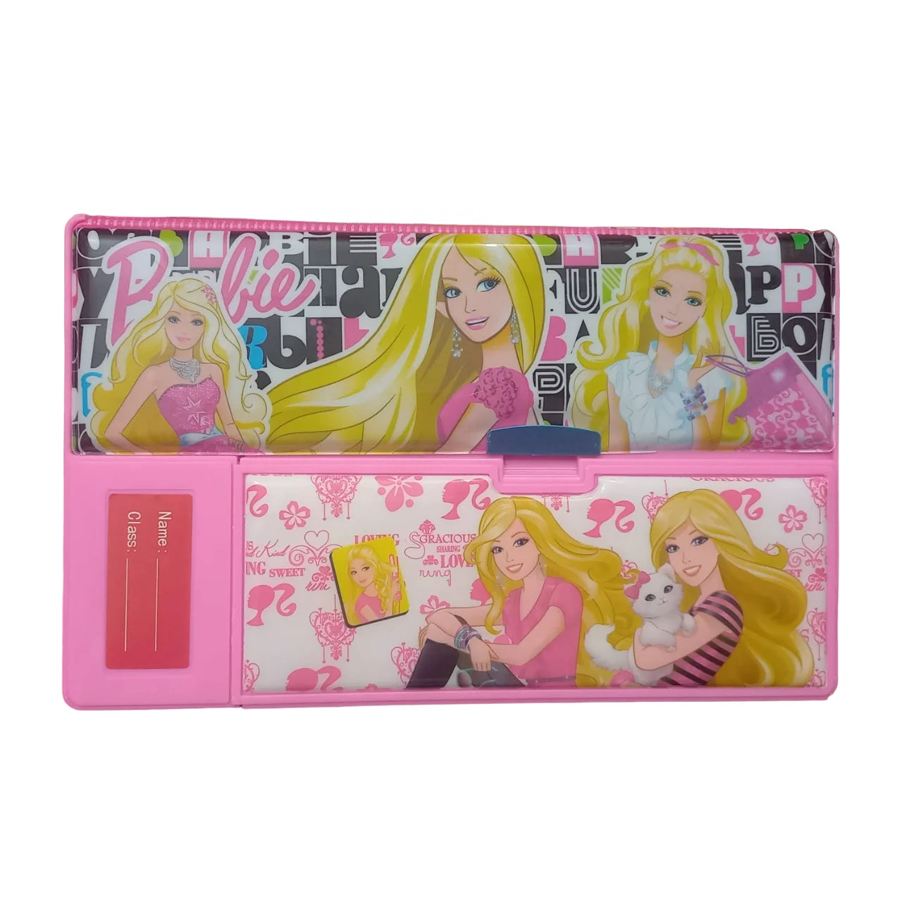 Multifunctional Jumbo Dual-Side Magnetic Pencil Box with Calculator for Kids (Barbie)