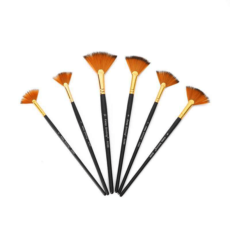 Set of 6 Artist Brushes – Fan Brushes for Smudging, Painting