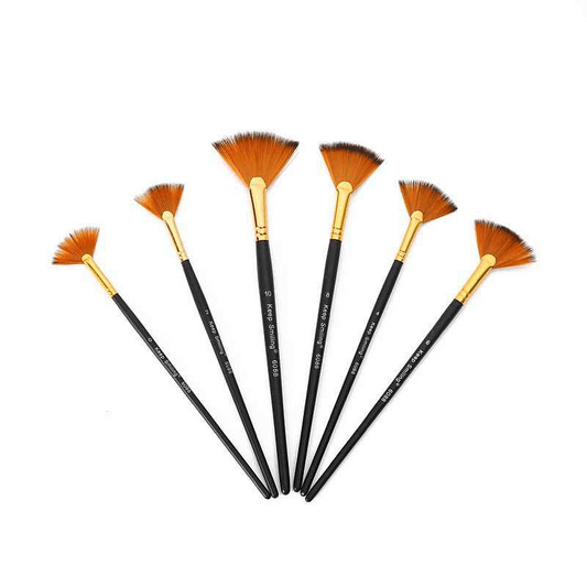 Set of 6 Artist Brushes – Fan Brushes for Smudging, Painting