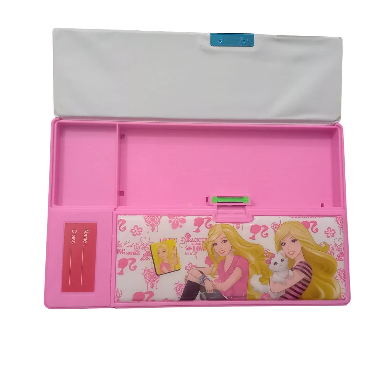 Multifunctional Jumbo Dual-Side Magnetic Pencil Box with Calculator for Kids (Barbie)