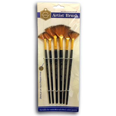 Set of 6 Artist Brushes – Fan Brushes for Smudging, Painting