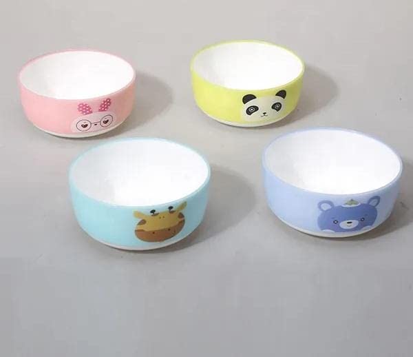 4 Pcs Animal Designs Cereal Bowls with Spoons - Unbreakable , Eco - Friendly , Microwave & Freezer Safe , 550ML