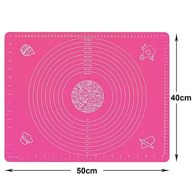 Silicon Fondant Rolling Mat - Large Non- stick Baking Sheet With Measurement for Dough, Roti, Cake, Chapati, Kneading - Heat-Resistant &Stretchable Kitchen Tool