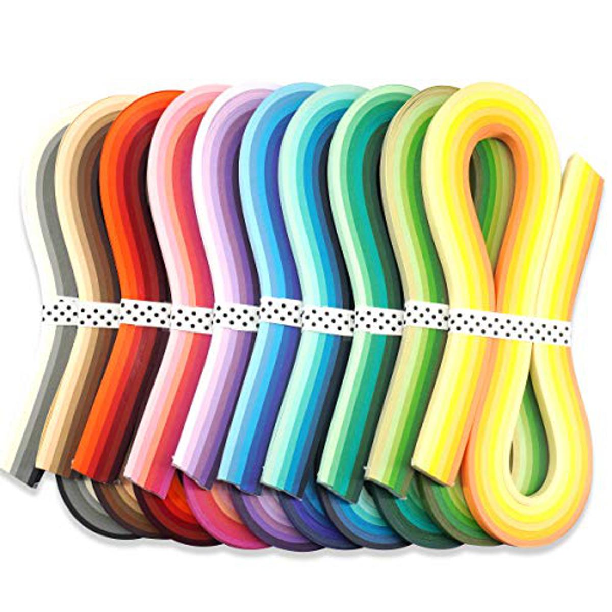 Quilling Strips 5mm width, 15inch long, 24 colours , 5strips of each colour total 120 strips