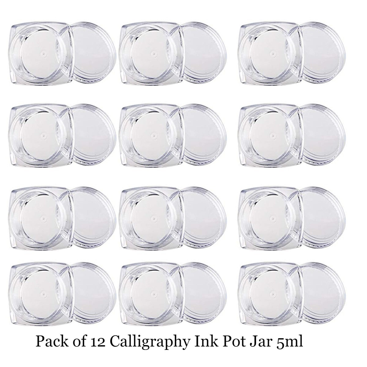 Calligraphy Ink Pot Set – 12 Pcs Black Plastic Jars with Box Organizer for Calligraphy Ink Storage