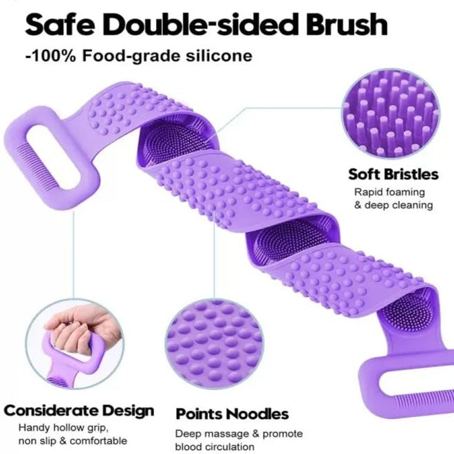 Silicon Bath Body Brush - Exfoliating & Massage Strap for Shower Cleaning