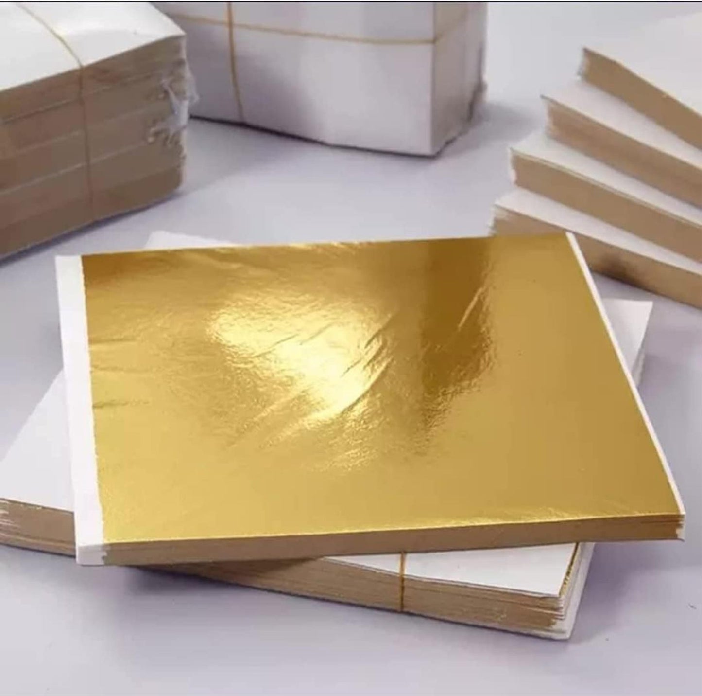 50 Sheets Gold, Silver, Copper Foil Leaf 5.5x5.5 Inches Premium Crafting Material for DIY Projects, Art and Decoration