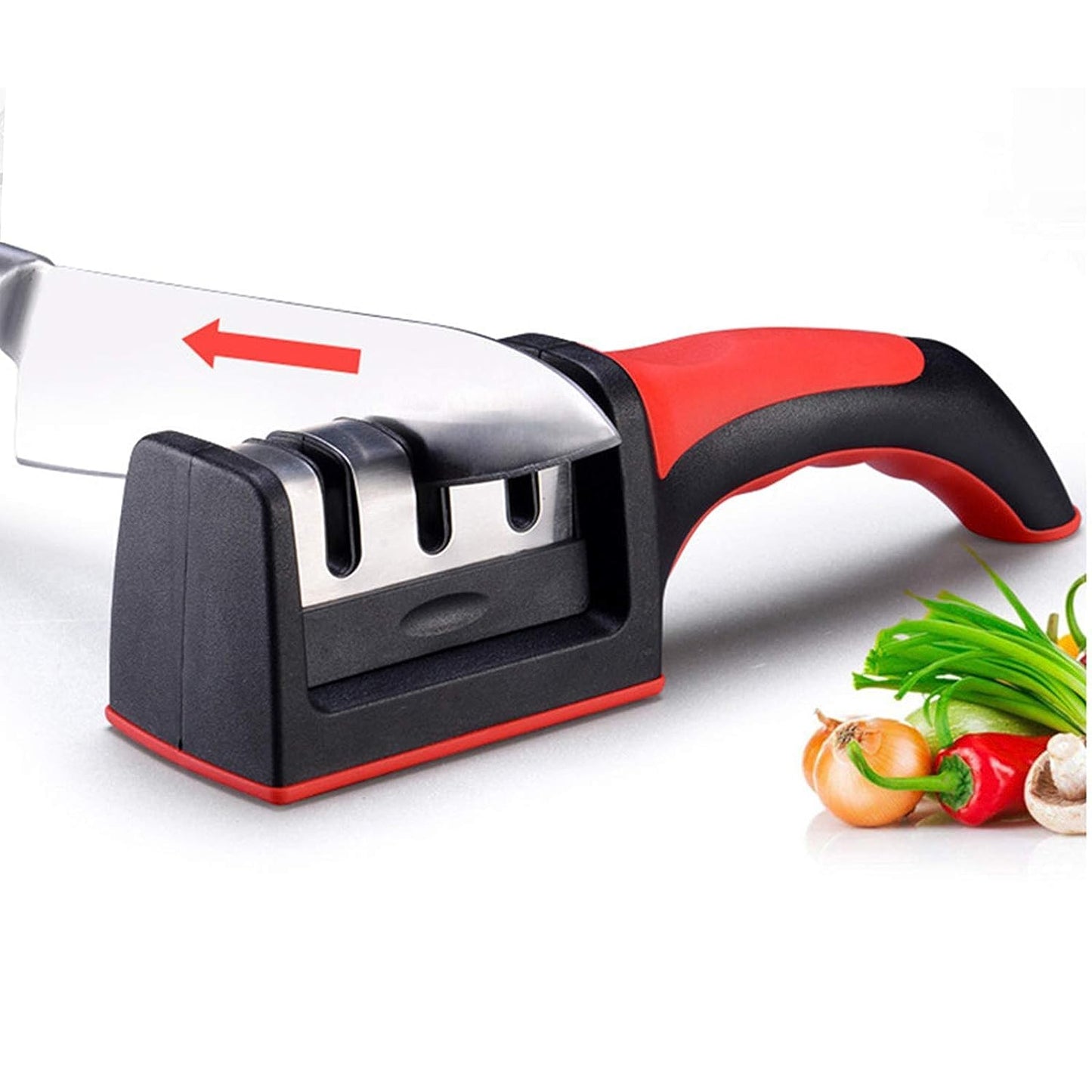 Advanced Manual 3 Stage 3 Slot Kitchen Knife Sharpener Tool Kit- Self Knives Shaping - Upgraded Knife Sharpener ,Hand Tool- Ceramic Stone  Repair Grinder