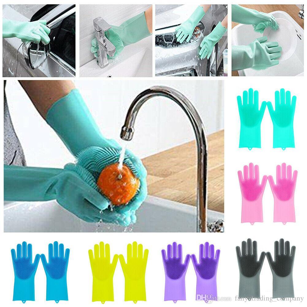 Silicon Scrub Gloves - Multipurpose Cleaning Gloves for Kitchen , Bathroom , Car , and Pet Washing