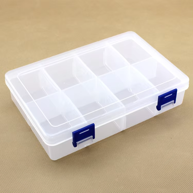 Plastic Organizer Box 8 Grids Clear Storage Container for Jewellery, Tools & Medicine