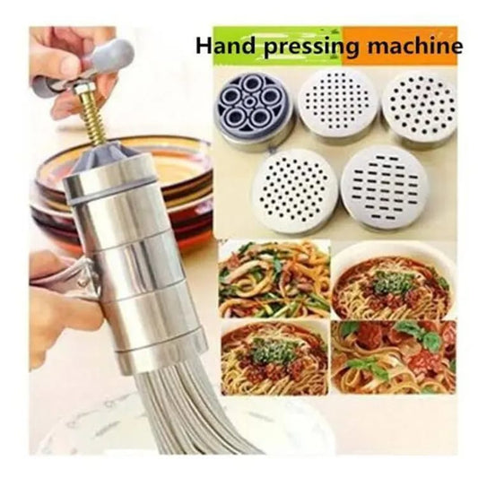 5 in 1 Noodle Maker - Manual Stainless Steel Pasta Press Machine for Homemade Spaghetti and Sawia