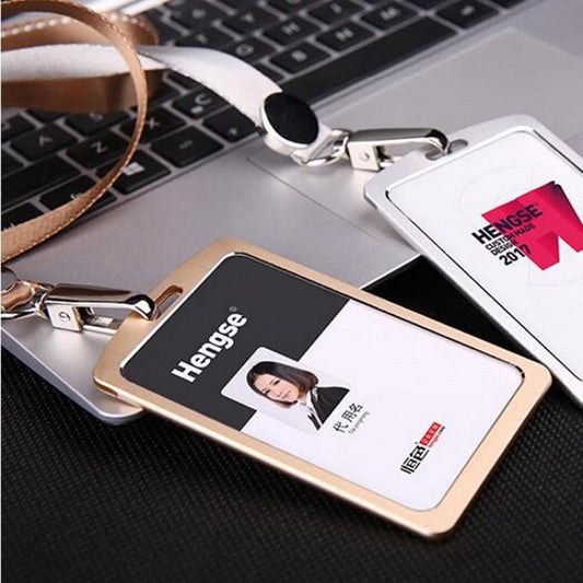 Aluminum Alloy Metal Vertical ID Badge Holder – Waterproof Case for Bank, Bus, School Cards & Name Badges (1 Pcs)