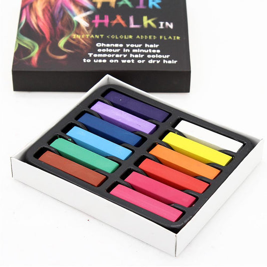 Fashion Temporary Hair Chalk Dye Kit - Non-Toxic 24 Soft Pastel Colors for Salon-Style Hair Coloring, Party Looks & Hair Accessories for Curly & Straight Hair