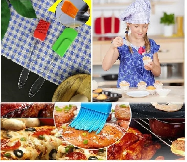 Pack of 2 Silicon Spatula Oil Brushes - Transparent  Acrylic Handle for Cooking & Baking