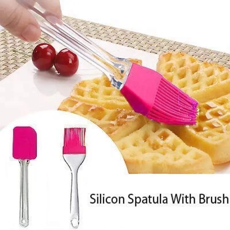 Pack of 2 Silicon Spatula Oil Brushes - Transparent  Acrylic Handle for Cooking & Baking