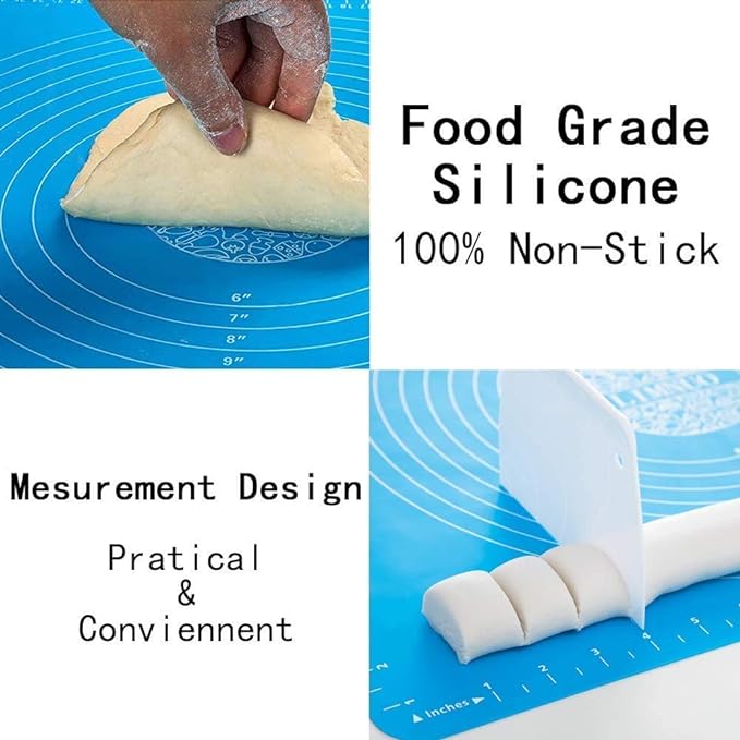 Silicon Fondant Rolling Mat - Large Non- stick Baking Sheet With Measurement for Dough, Roti, Cake, Chapati, Kneading - Heat-Resistant &Stretchable Kitchen Tool