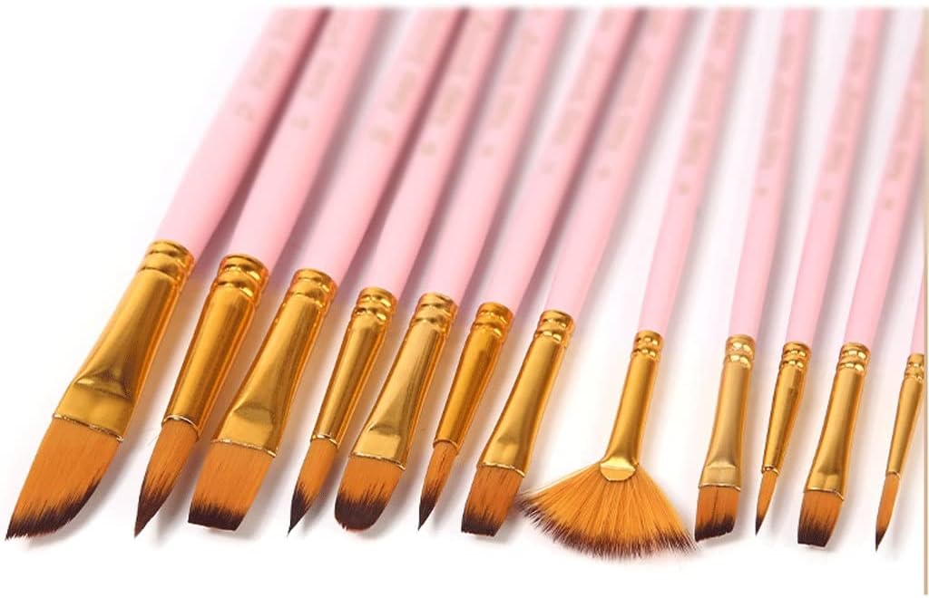 Pack of 12 Multi Shapes High Quality Nylon Professional Art Brush Set