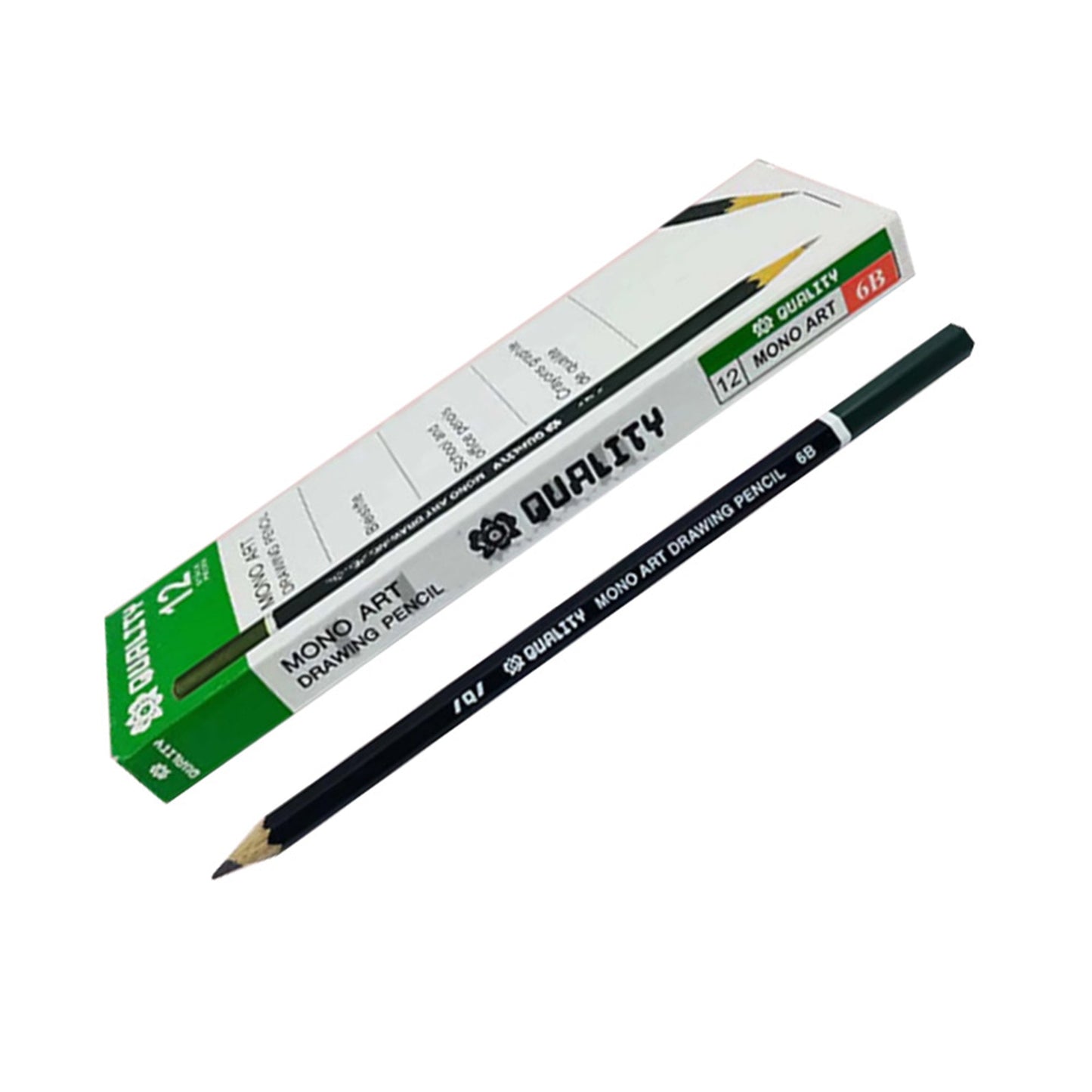 Pack of 12 Mono Art Sketch Pencils – 9B Soft Lead