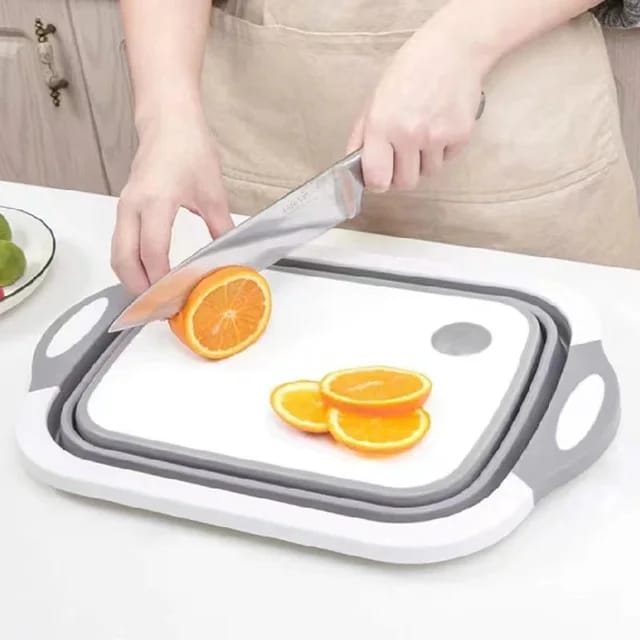 Folding Silicon Cutting Board - Multi- Function Foldable Board & Basket for Easy Food Prep and Transfer