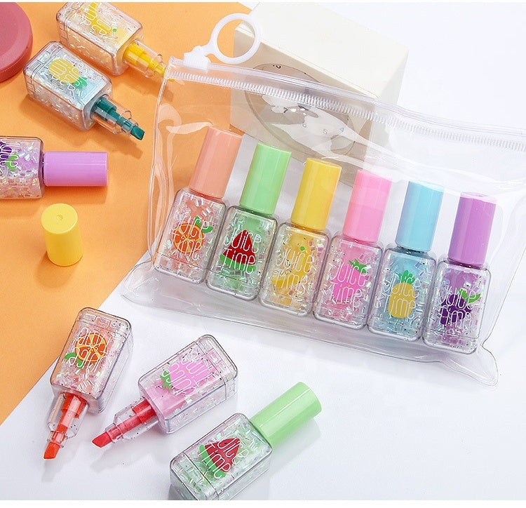 Fruity Nail Polish Highlighter Set - Colorful Pack of 6