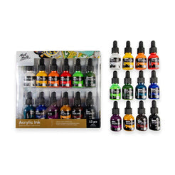 Mont Marte Acrylic Ink Premium 12pc Set (20ml) - Vibrant, High-Quality Inks for ArtistsMont Marte Acrylic Ink Premium 12pc Set (20ml) - Vibrant, High-Quality Inks for Artists