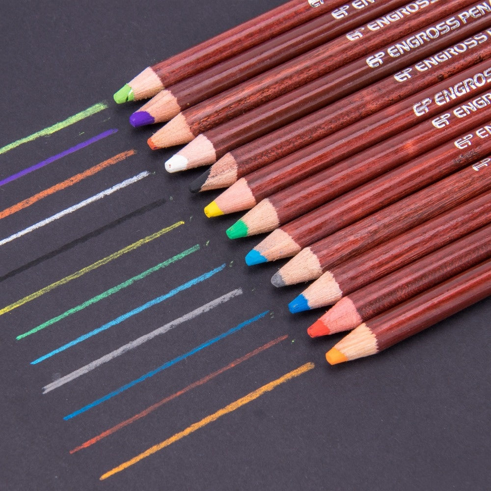 Pack of 12 Soft Pastel Color Pencils for Sketching, Drawing, and Effects.