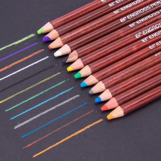 Pack of 12 Soft Pastel Color Pencils for Sketching, Drawing, and Effects.