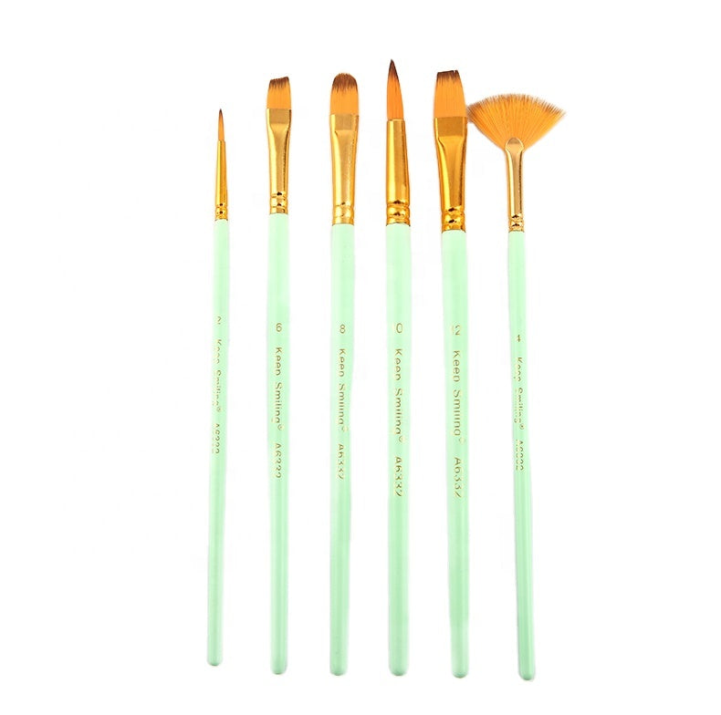 6 Pcs Multi-Shape Artist Brush Set – Soft Nylon Bristles, Versatile Tips