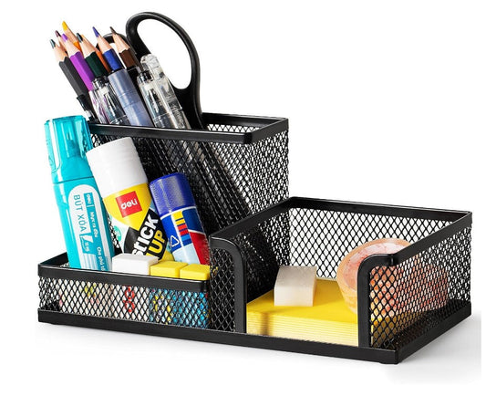 3 in 1 Metal Mesh Desk Organizer | Stylish & Practical Stationery Holder for Office, School and Home Use