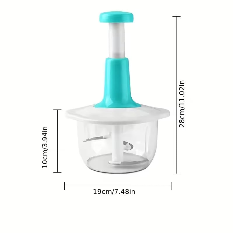 2000ml Chopper - Powerful Manual Food Chopper - Hand held Mini Food Processor , Vegetables, Fruits, Onions Choppers Dicers and Mincers Pump Action With 4 Blades