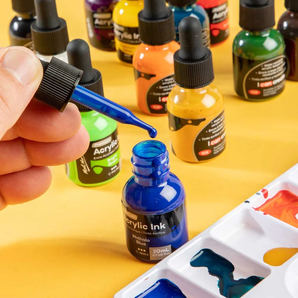 Mont Marte Acrylic Ink Premium 12pc Set (20ml) - Vibrant, High-Quality Inks for ArtistsMont Marte Acrylic Ink Premium 12pc Set (20ml) - Vibrant, High-Quality Inks for Artists