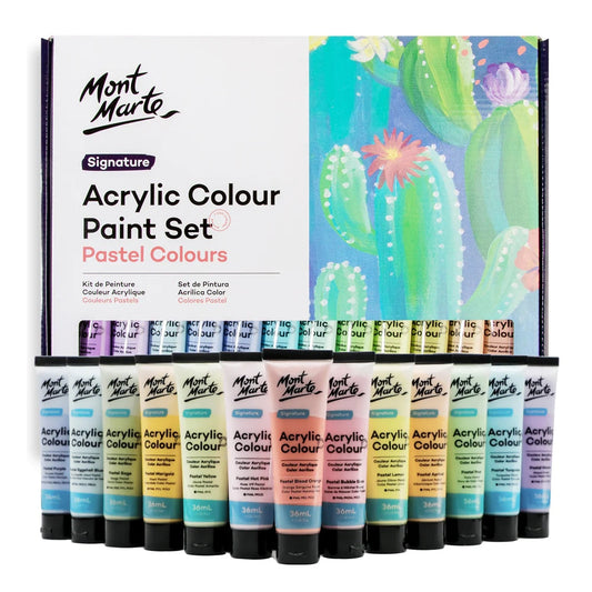 Mont Marte 24 & 18-Color Acrylic Poster Paint Set – 36ml Tubes for Vibrant Artwork