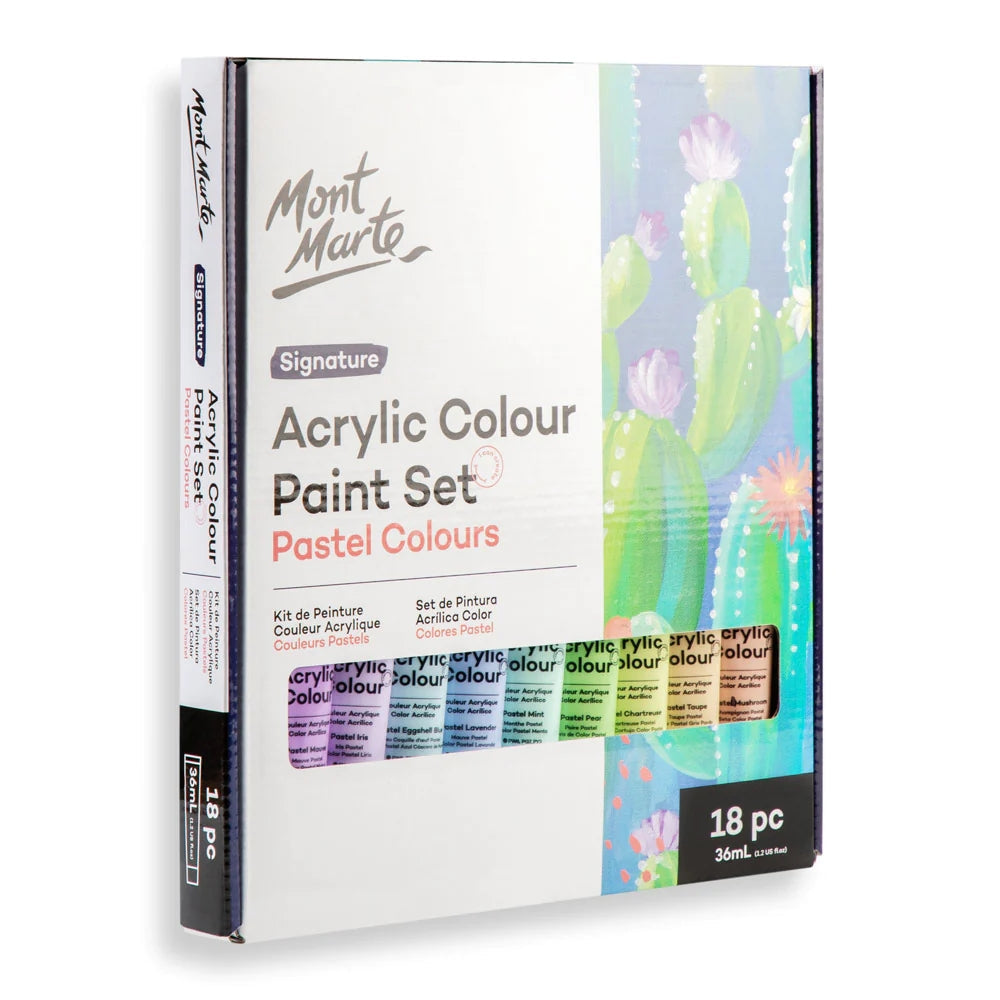 Mont Marte Acrylic Colour Pastel Paint Set Signature - 18 Pcs (36ml)