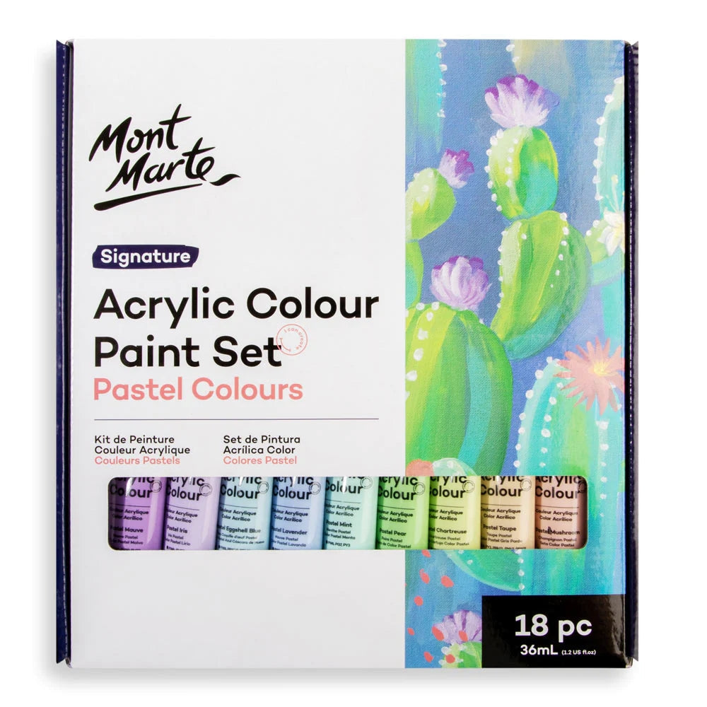 Mont Marte 24 & 18-Color Acrylic Poster Paint Set – 36ml Tubes for Vibrant Artwork