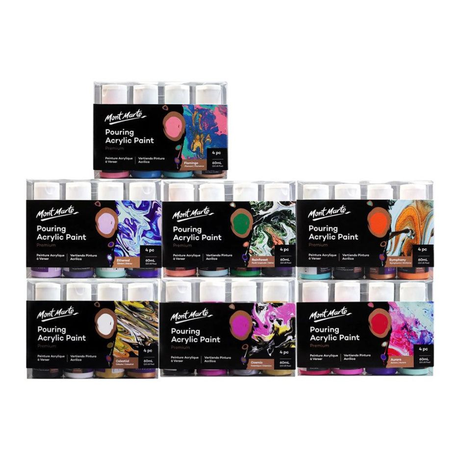 Mont Marte Fluid Art Pouring Acrylic Paint Set 60ml Tube