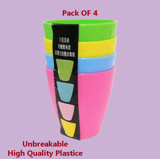 Pack of 4 Unbreakable Plastic Glasses - High Quality, Stylish and Durable