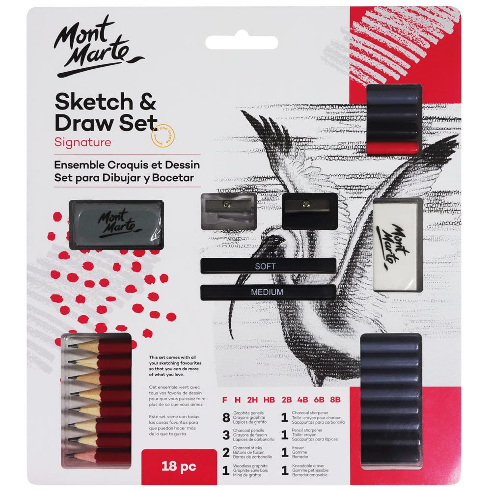 MONT MARTE 18-Piece Signature Sketch & Draw Art Set – Premium Drawing Tools for Artists & Beginners