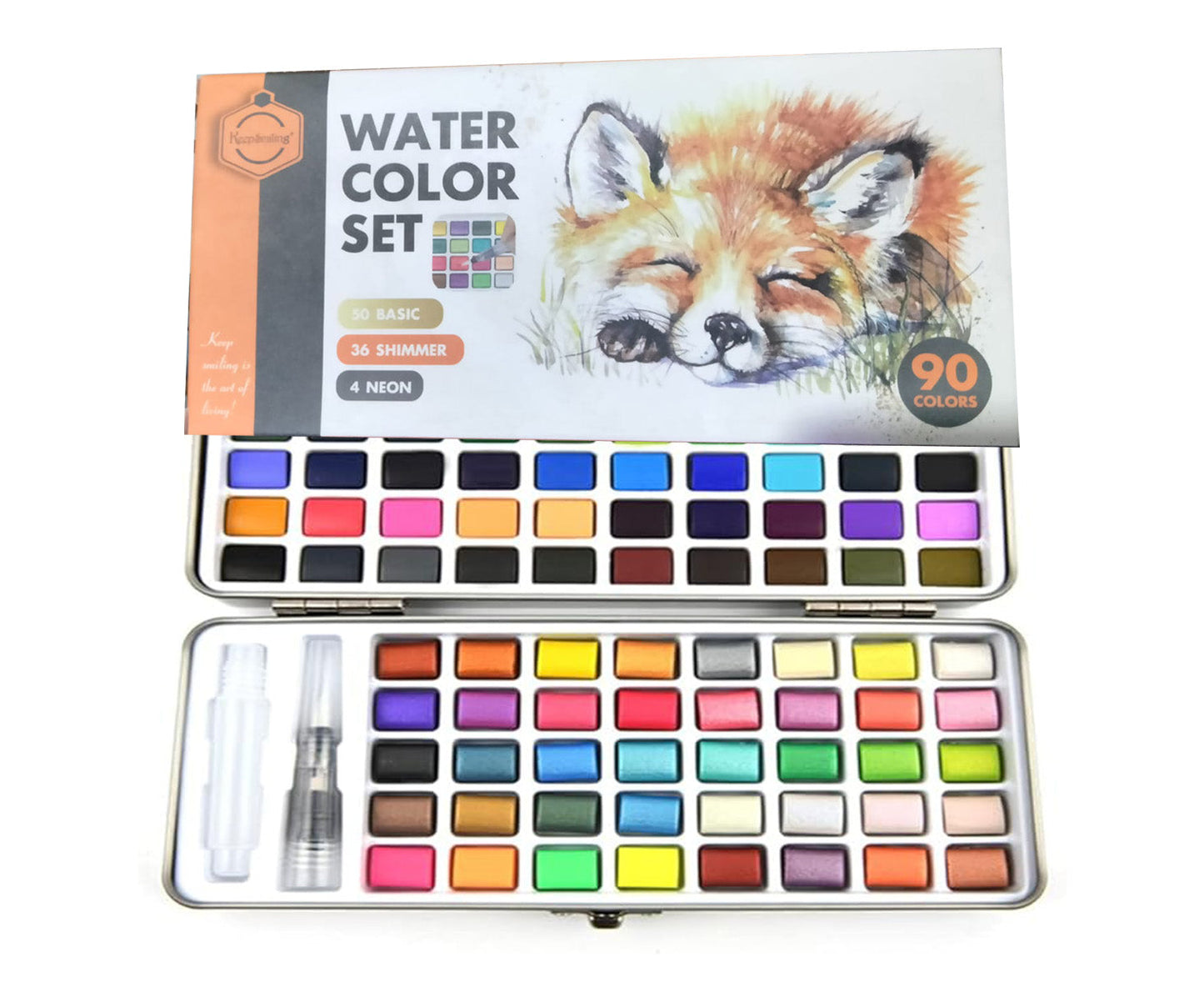 Water Color Paint Set - 90 Colors (50 Basics, 36 Metallic, 4 Fluorescent) for Painting