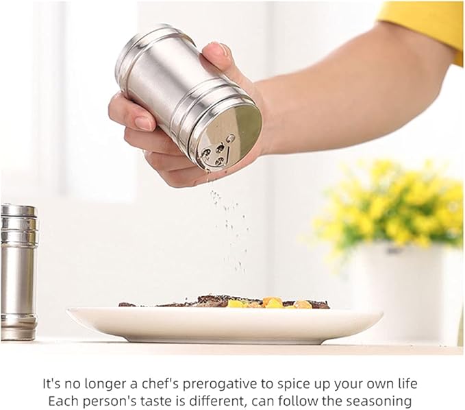 Stainless Steel Salt and Pepper shaker - Portable seasoning Bottle for Home , Kitchen and Outdoor Use