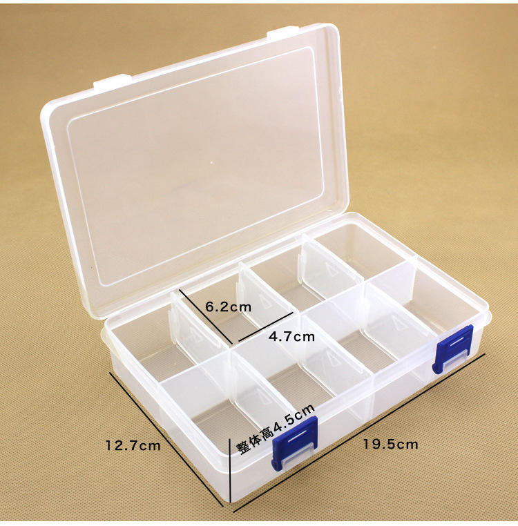 Plastic Organizer Box 8 Grids Clear Storage Container for Jewellery, Tools & Medicine