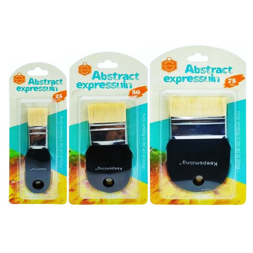 Keep Smiling Abstract Base Paint Brush Set – 25mm, 50mm, and 75mm