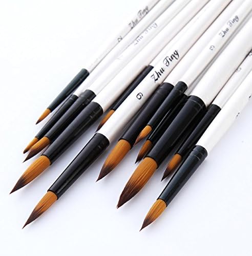 Professional Pack of 12 Round Tip Artist Brushes for Oil, Water, and Acrylic Painting