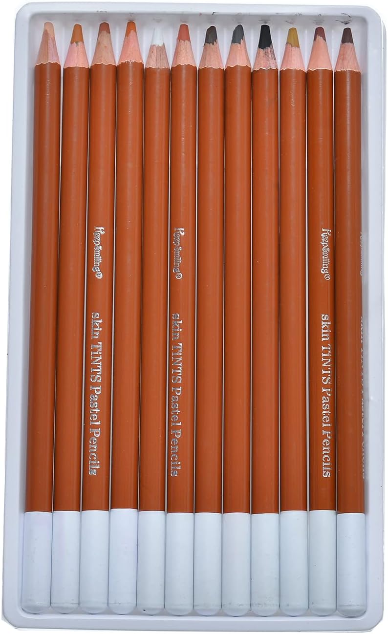 Pack of 12 - Skin Tints Pastel Sketch Pencils Keep Smiling - 12 Color Pencils